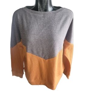 Tickled Teal Colorblock Gray and Copper Sweater XL